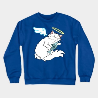 Fluffy White Kitty Cat Angel Crewneck Sweatshirt